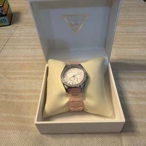 GUESS Women's Pink Resin Watch with Crystal-Encrusted Bezel - Brand New In Box